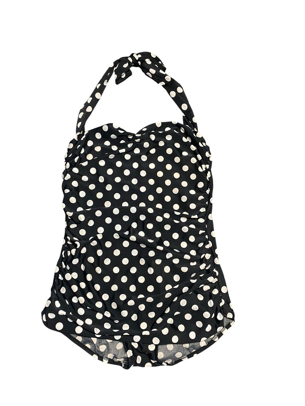 Vintage 50's Retro Black White Polka Dot retro pin up Bathing Suit One Piece - Picture 9 of 12